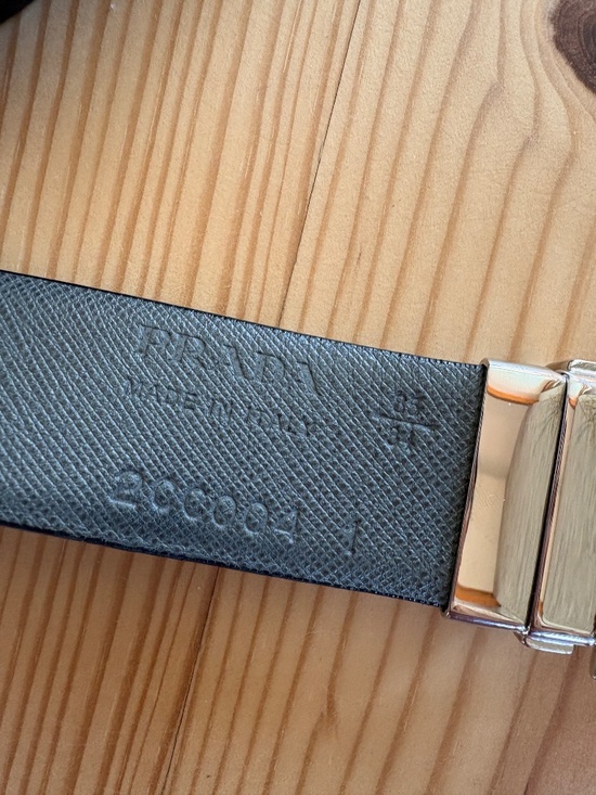 Prada Black Saffiano Leather Reversible Belt Silver Buckle Size 90/36
